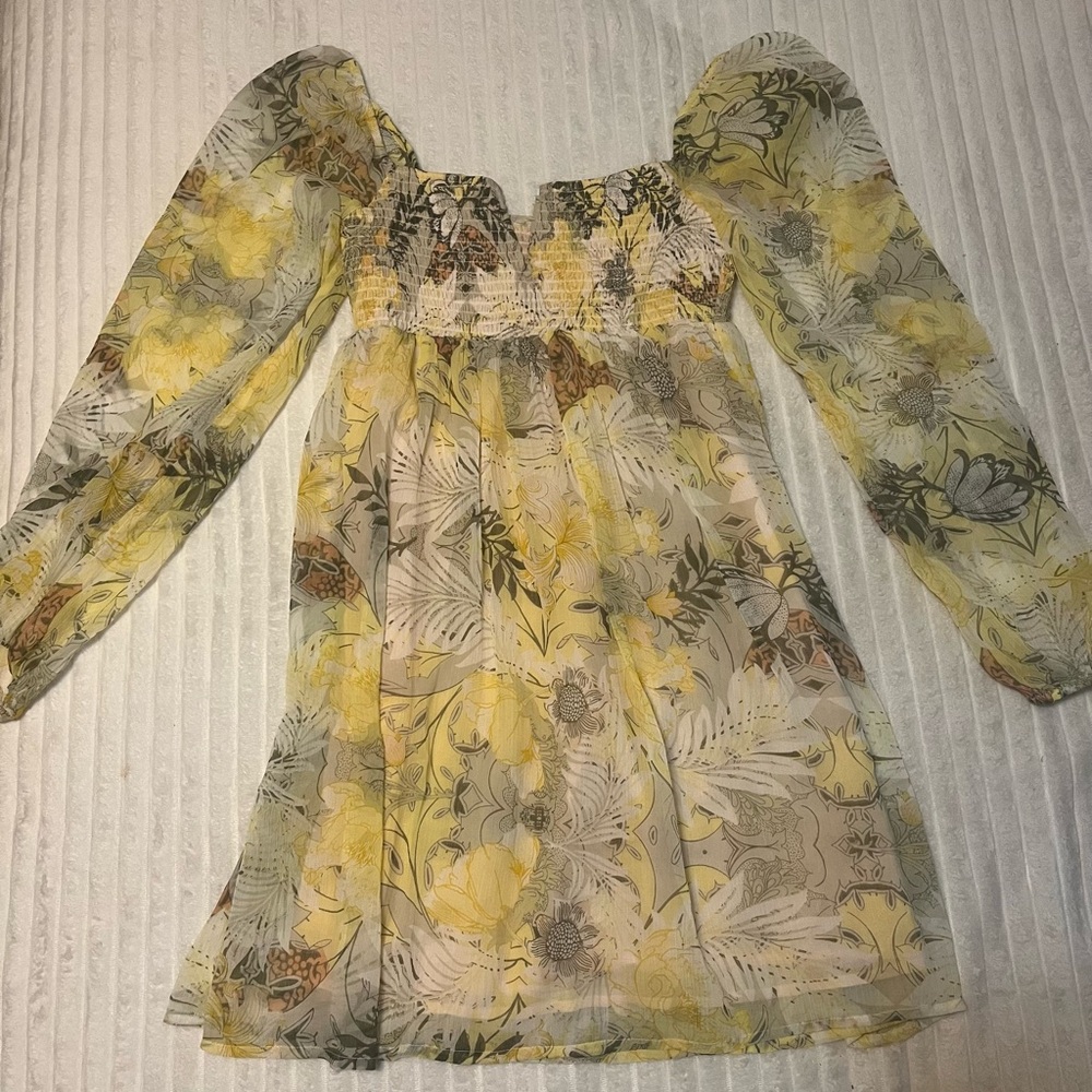 Floral Sheer Long Sleeve Dress